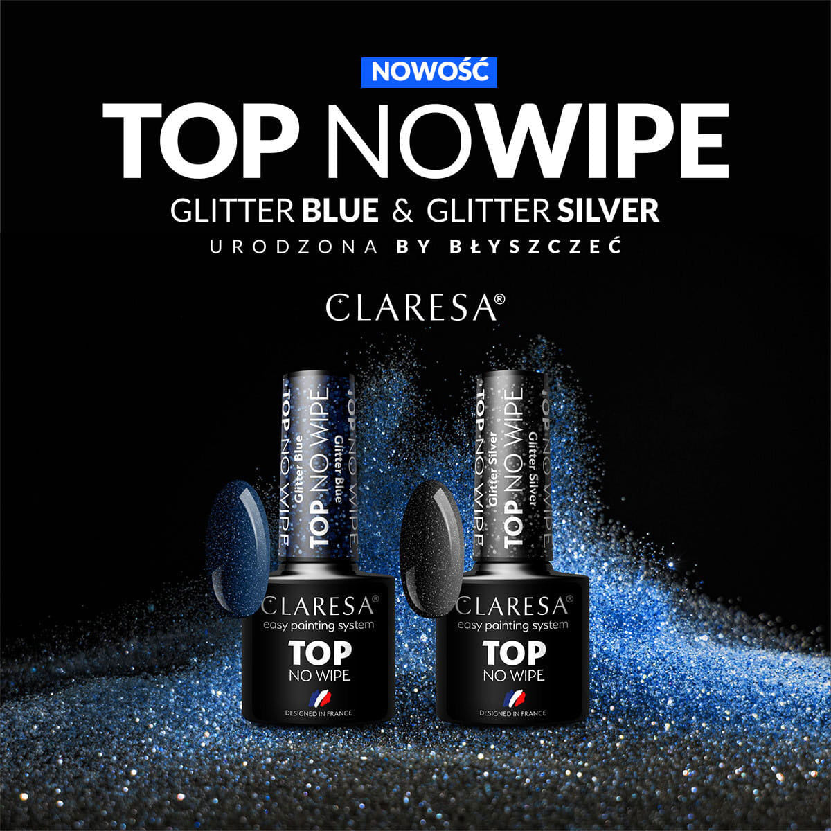 Claresa Top Coat No Wipe 5G Glitter Blue