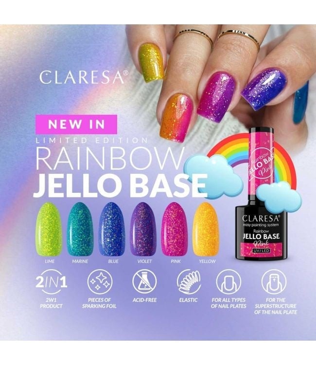Claresa Gel Polish Rainbow Jello Base Coat Violet 5Ml
