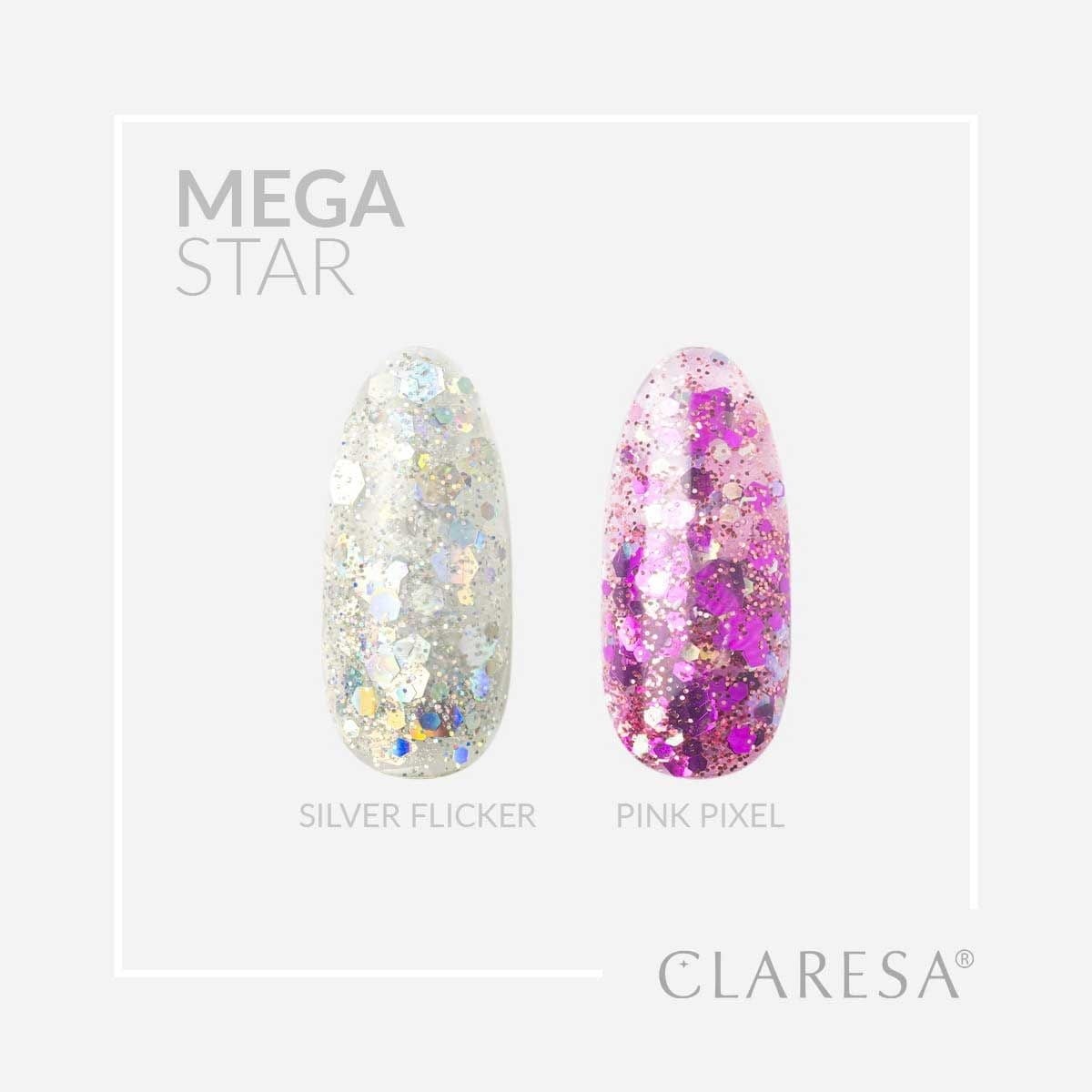 Claresa Megastar Silver Flicker Uv/Led Art Gel 10Gr.