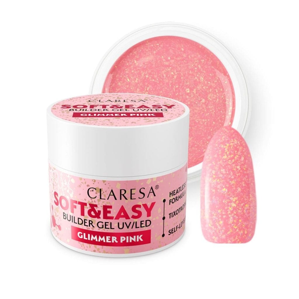 Claresa Soft & Easy Buildergel Uv/Led, Glimmer Pink I 12 Gr.
