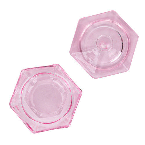 GNBLAB zeshoekig roze mengglas en deksel van bovenaf