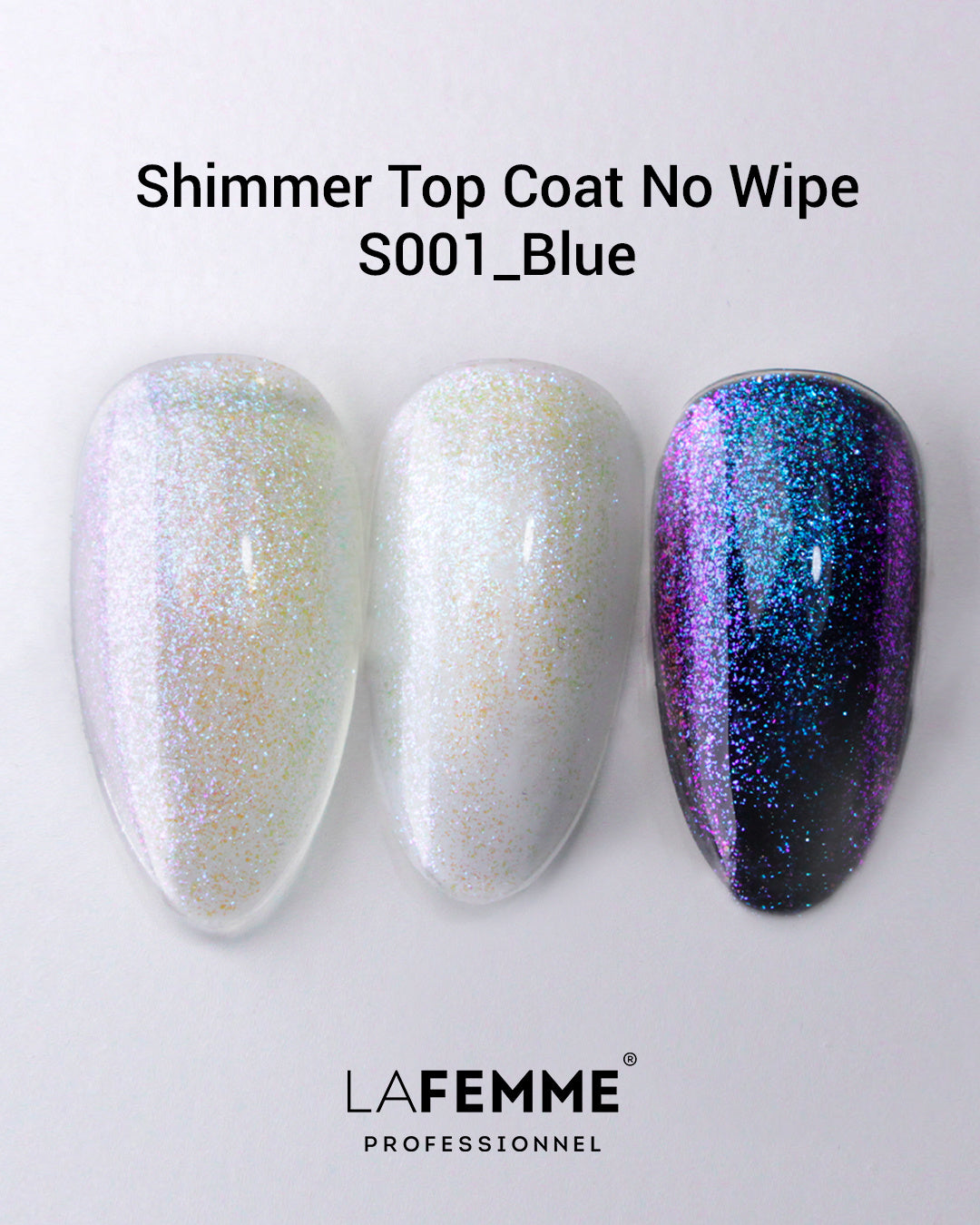 La Femme Shimmer Top Coat No Wipe .Blue / S001