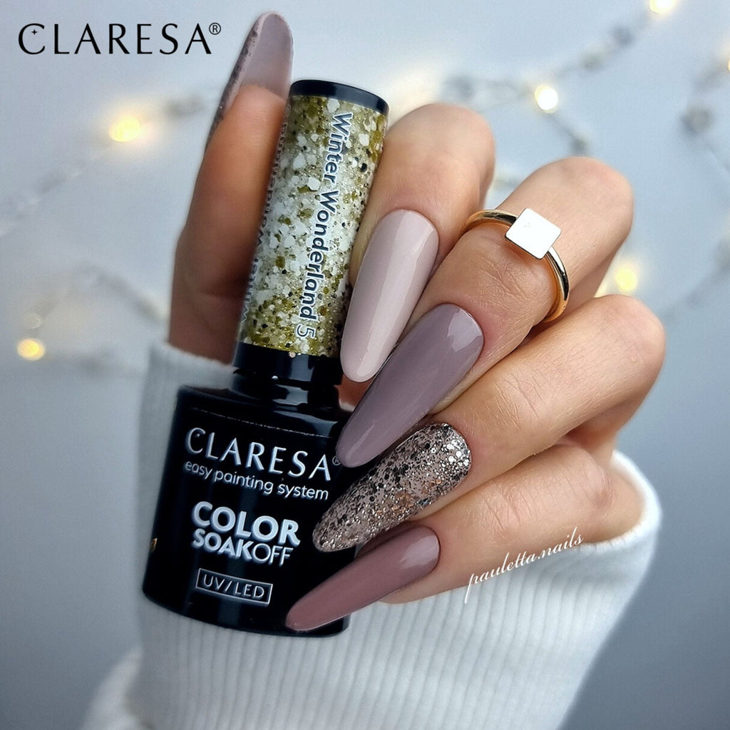 CLARESA Winter Wonderland 5 – Gouden Glitter Gellak 5 g