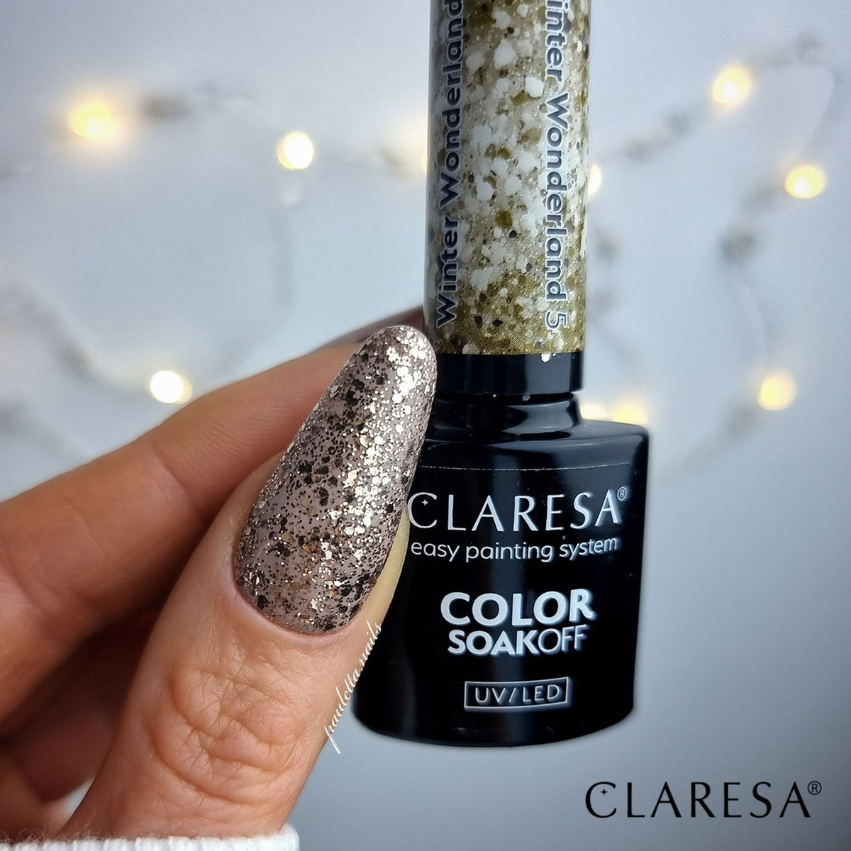 CLARESA Winter Wonderland 5 – Gouden Glitter Gellak 5 g